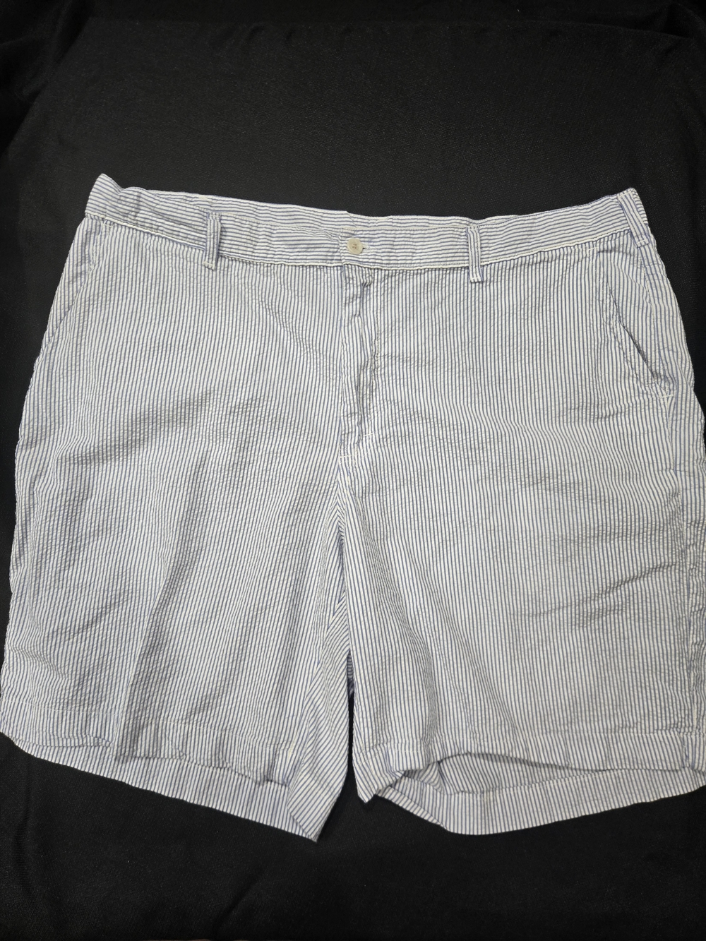 Bills Khakis Men's Seersucker Flat Front Shorts - Light Blue/White